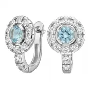 Náušnice bílé zlato 585/1000, přírodní diamanty a topazy, 109015-B-TPZ
