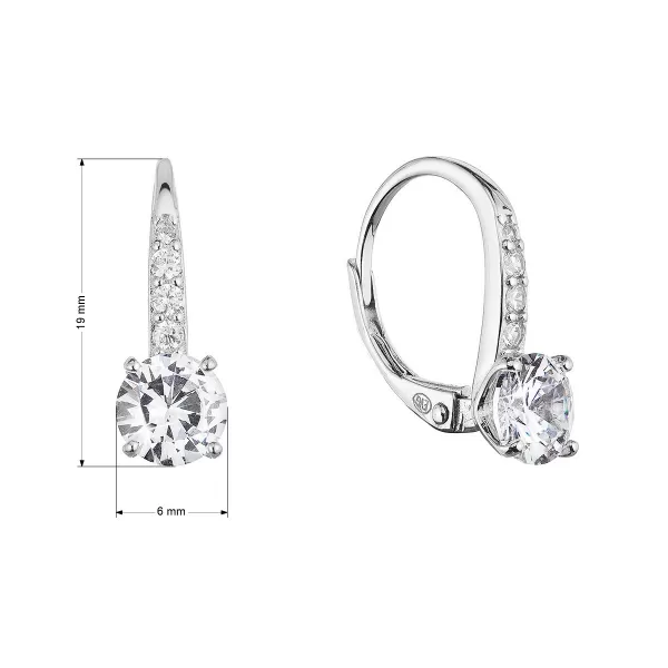 Strieborné náušnice visiace so zirkónmi bielej 11450.1
