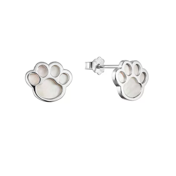 Strieborné náušnice labky s perleťou 11519.1 perleť