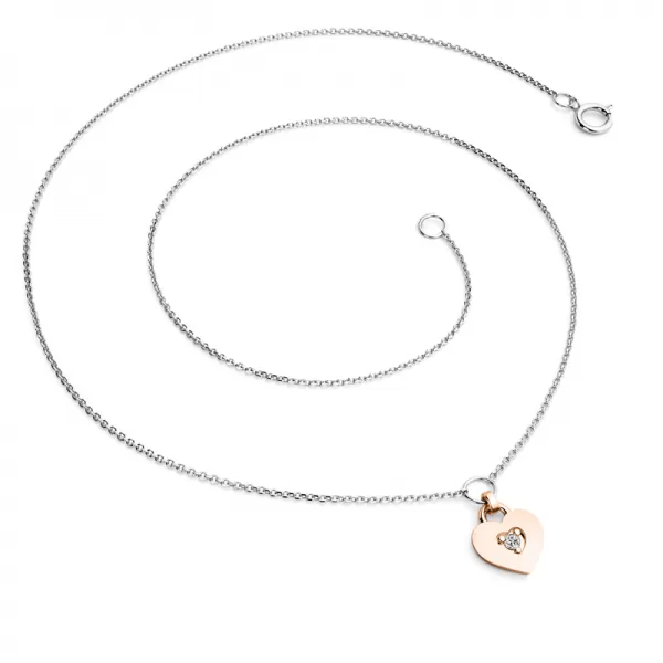 Náhrdelník srdca s diamantom 10874-NH05-BCV-dia