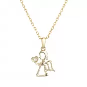 Pozlátený strieborný náhrdelník anjel so zirkónom v srdiečku 12073.1