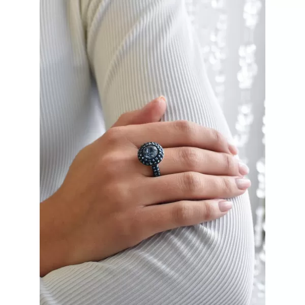 Strieborný prsteň s kryštálmi modrý 35019.5