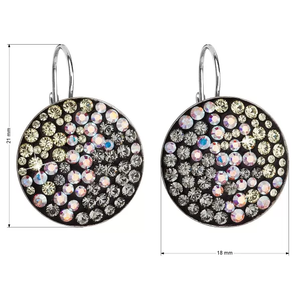 Strieborné náušnice visiace s kryštálmi Swarovski mesačné okrúhle 31161.3 moonlight