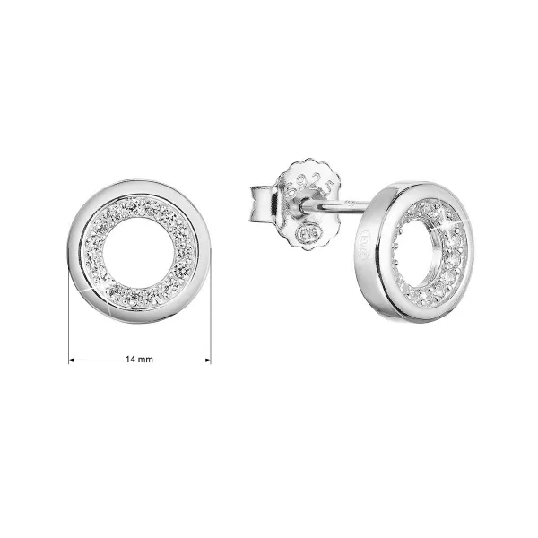 Strieborné náušnice kôstky guľaté so zirkónmi 11431.1 crystal
