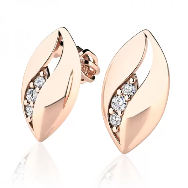 Dámske náušnice ružové zlato 585/1000 prírodný diamant 0,044 ct G/SI 10973-CV-DIA