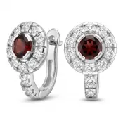 Náušnice biele zlato 585/1000, prírodné diamanty a granáty, 109015-B-GRA