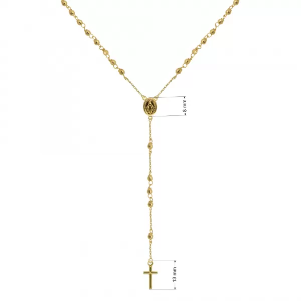 Zlatý 14 karátový náhrdelník ruženec s krížom a medailónikom s Pannou Máriou RŽ10 zlatý