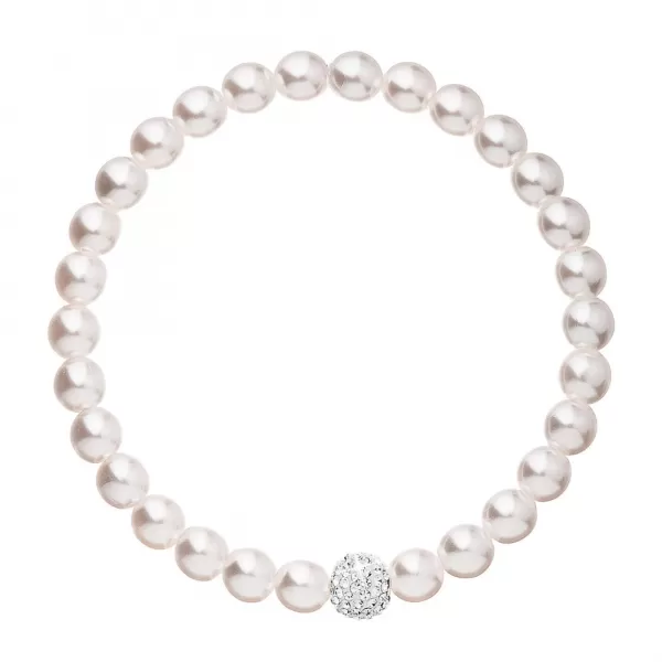 Perlový náramok biely s Preciosa kryštálmi 33115.1