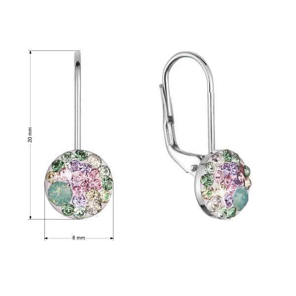 Strieborné náušnice visiace s kryštálmi Swarovski zelené malé 31321.3 sakura