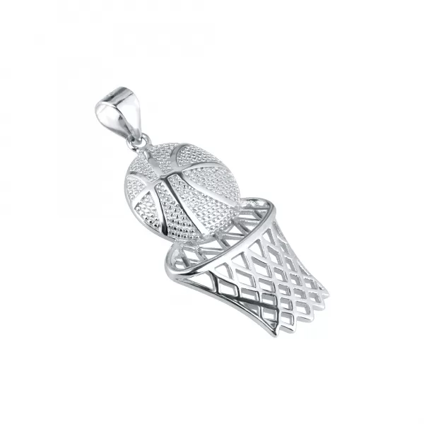 Strieborný prívesok basketbalová lopta a sieť 64024