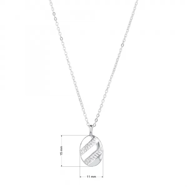 Strieborný náhrdelník ovál so zirkónmi 12102.1 crystal