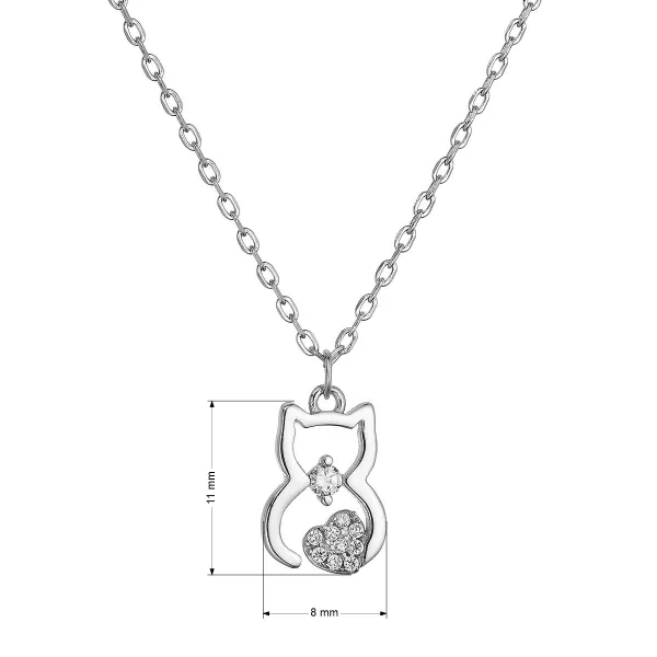 Strieborný náhrdelník mačka so zirkónmi 12113.1