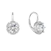 Strieborné náušnice visiace s veľkým zirkónom okrúhle biele 11470.1