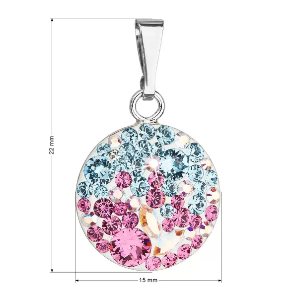Strieborný prívesok s kryštálmi Swarovski mix farieb okrúhly 34225.3 water lilly