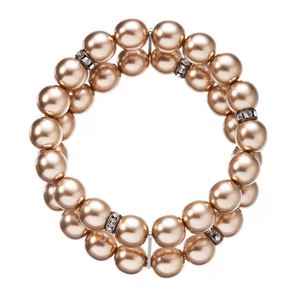 Perlový náramok dvojradový svetlo bronzový 33065.3 lt.bronze