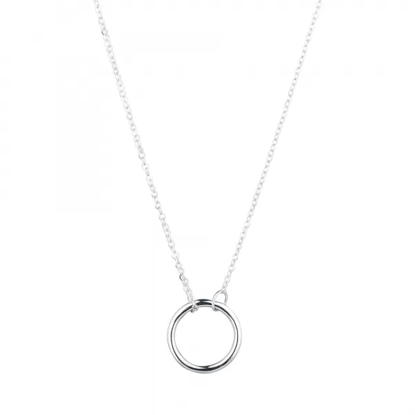 Strieborný náhrdelník lesklý krúžok 62016
