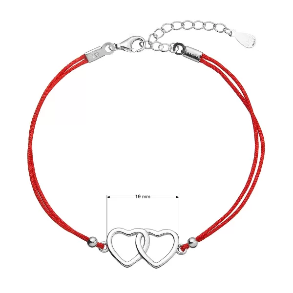 Kabbalah náramok so striebornými srdiečkami 13050.3 red