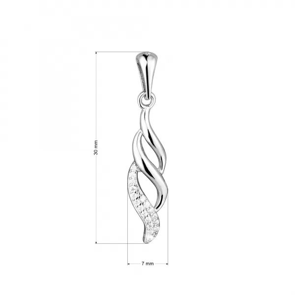 Strieborný prívesok so zirkónmi biela vlnka 14046.1 crystal