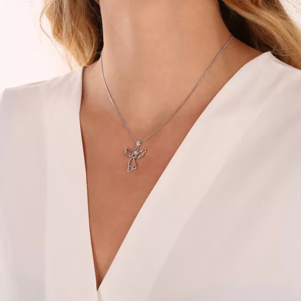 Strieborný prívesok anjel so zirkónom 14041.1 crystal