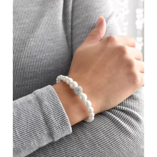 Perlový náramok biely s Preciosa kryštálmi 33063.1