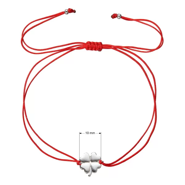 Kabbalah náramok so strieborným štvorlístkom 13047.3 red