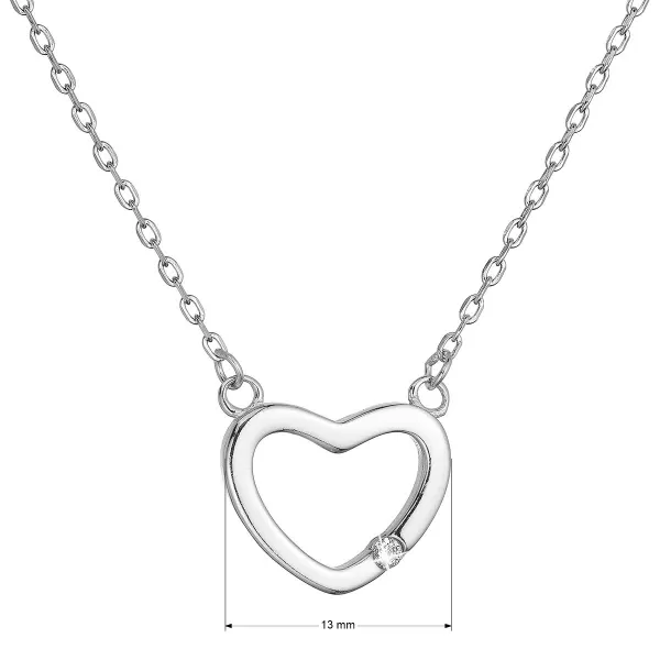 Strieborný náhrdelník srdca so zirkónom 12109.1