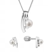 Perlová súprava so zirkónmi a bielou riečnou perlou 29075.1B
