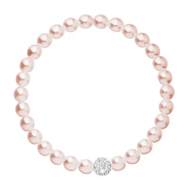 Perlový náramok ružový s Preciosa kryštálmi 33115.3