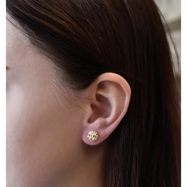 Strieborné náušnice pecka s kryštálmi Swarovski zlaté okrúhle 31336.5 gold