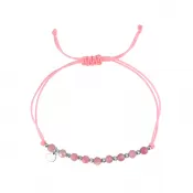 Textilný náramok ružový s korálkami z turmalínu 13059.3 turmaline