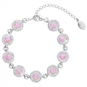 Strieborný náramok so syntetickým opálom a kryštálmi Preciosa ružový 33105.1