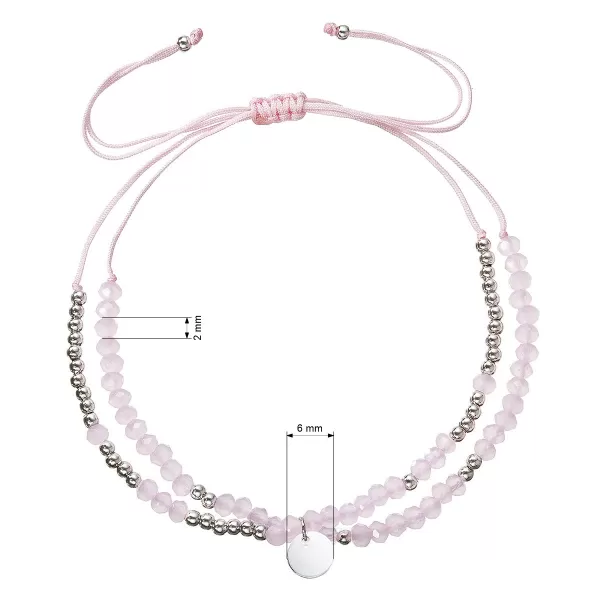 Textilný náramok ružové korálky 13038.3 pink