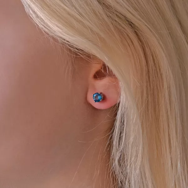 Strieborné náušnice kôstky s pravými minerálnymi kameňmi modré 11484.3 london topaz