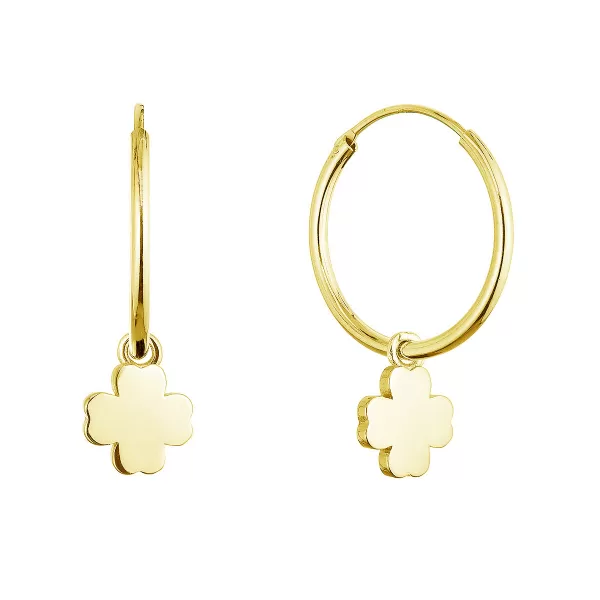 Pozlátené strieborné náušnice kruhy so štvorlístkami 61057