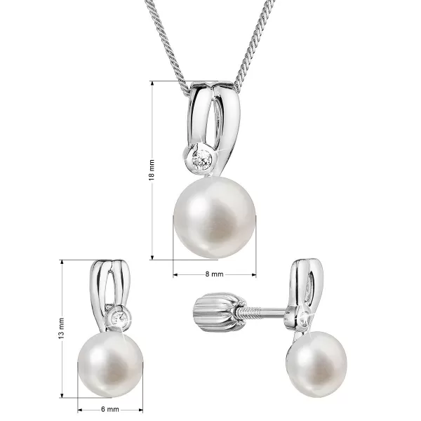 Perlová súprava so zirkónmi a bielou riečnou perlou 29067.1B