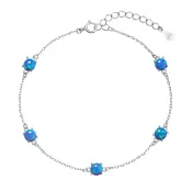 Strieborný náramok so syntetickými opálmi modrý okrúhly 13029.3 blue