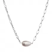 Strieborný náhrdelník s riečnou oválnou perlou 22049.1