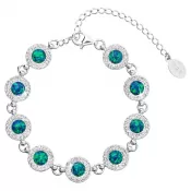 Strieborný náramok so syntetickým opálom a kryštálmi Preciosa zelený 33105.1