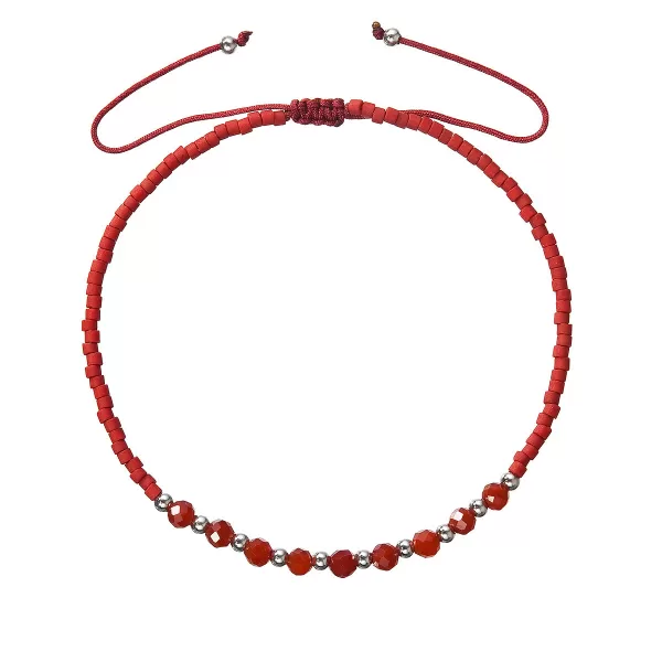 Textilné Miyuki náramok červený achát 13037.3 red