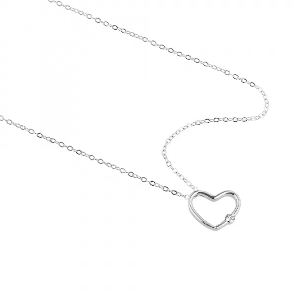 Strieborný náhrdelník srdca so zirkónikom 12098.1 crystal