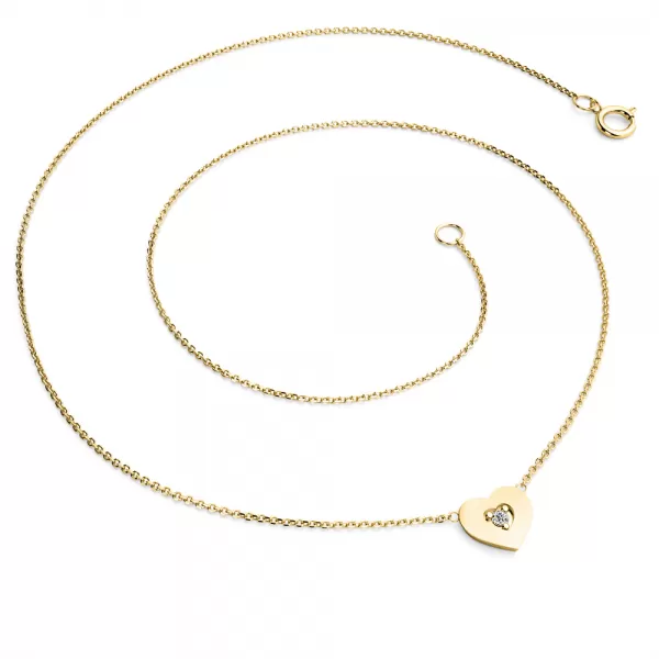 Náhrdelník srdca s diamantom 10874-NH01-ZL-dia