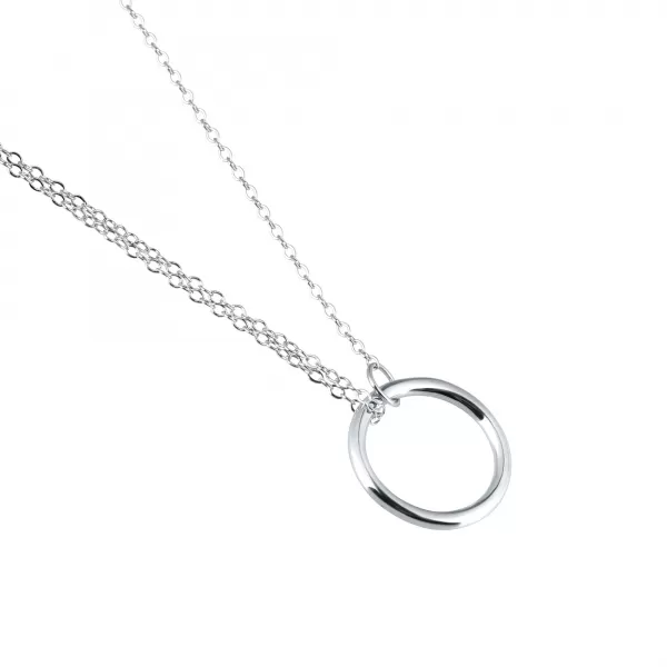 Strieborný náhrdelník lesklý krúžok 62016