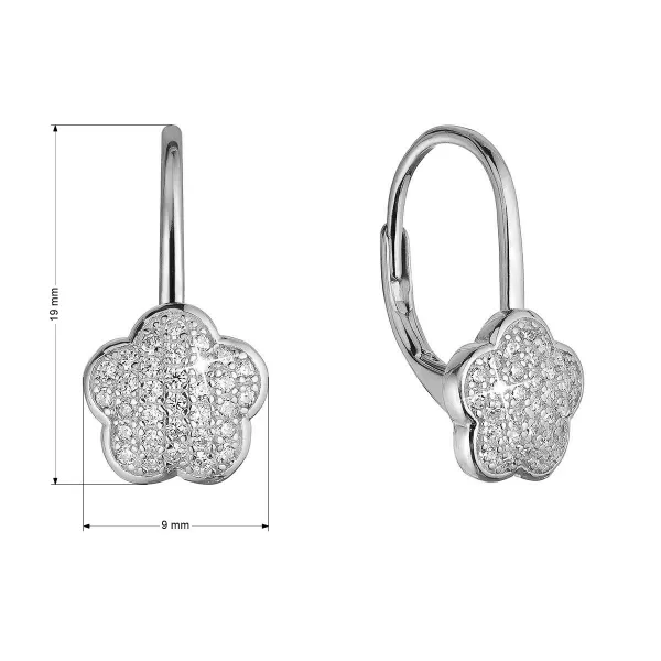 Strieborné náušnice kvietky so zirkónmi 11503.1 crystal