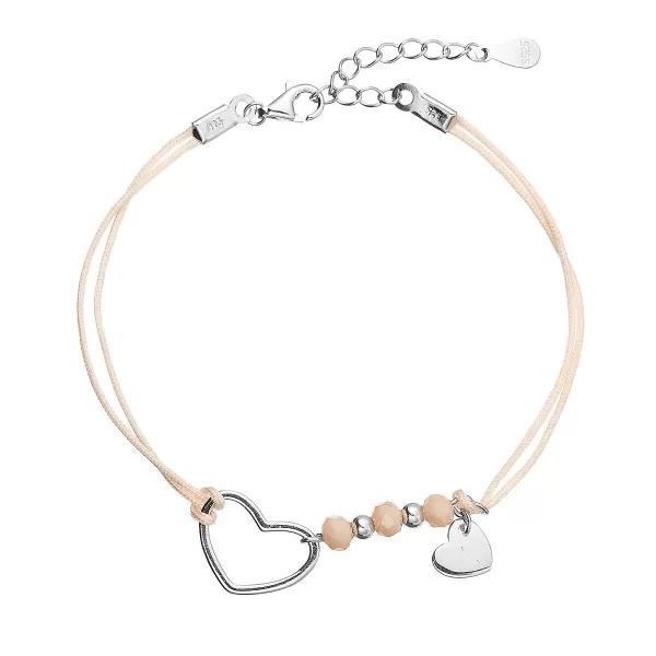 Kabbalah náramok so striebornými srdiečkami 13053.3 lt.orange