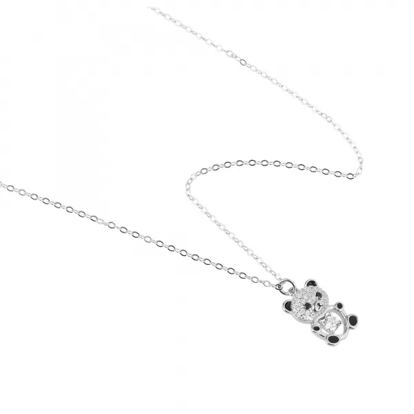 Strieborný náhrdelník medvedík so zirkónmi 12101.1 crystal