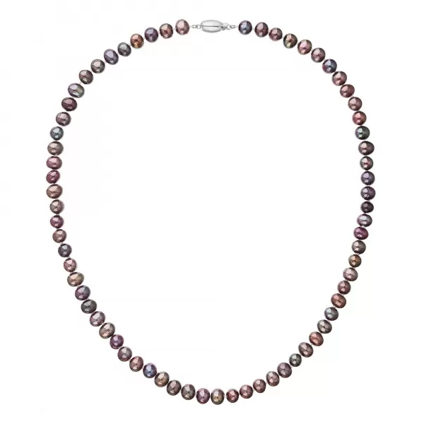 Perlový náhrdelník z riečnych perál so zapínaním z bieleho 14 karátového zlata 822001.3/9271B dk.peacock