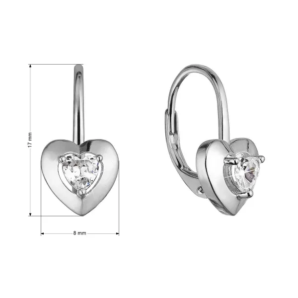 Strieborné náušnice srdiečka so zirkónom 11513.1 crystal