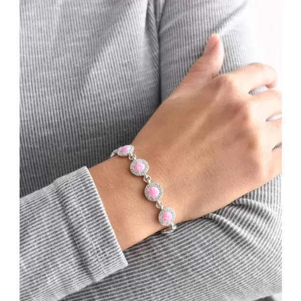 Strieborný náramok so syntetickým opálom a kryštálmi Preciosa ružový 33105.1