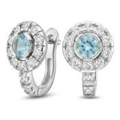Náušnice biele zlato 585/1000, prírodné diamanty a topazy, 109015-B-TPZ
