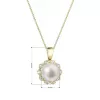 Zlatý 14 karátový náhrdelník kytička s bielou riečnou perlou a briliantmi 92PB00036